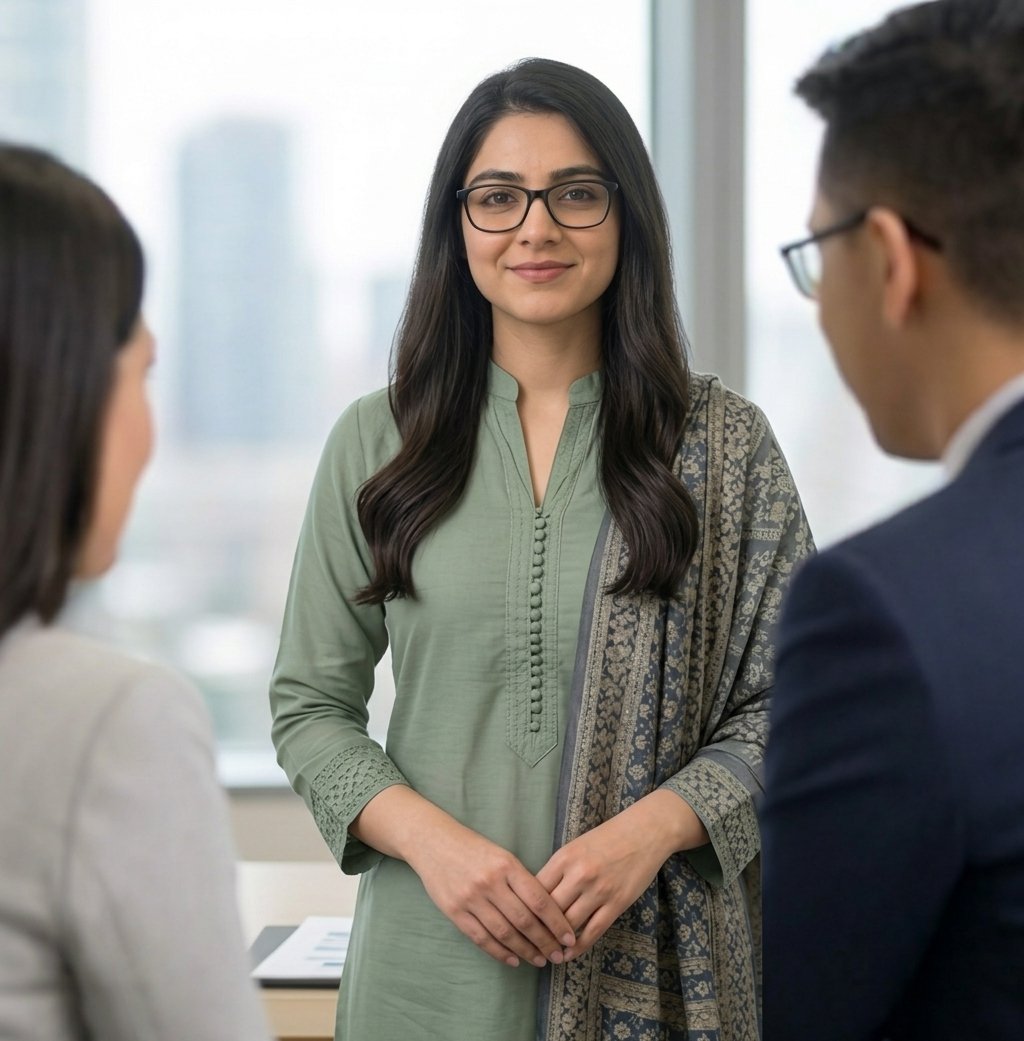 saira with two employee